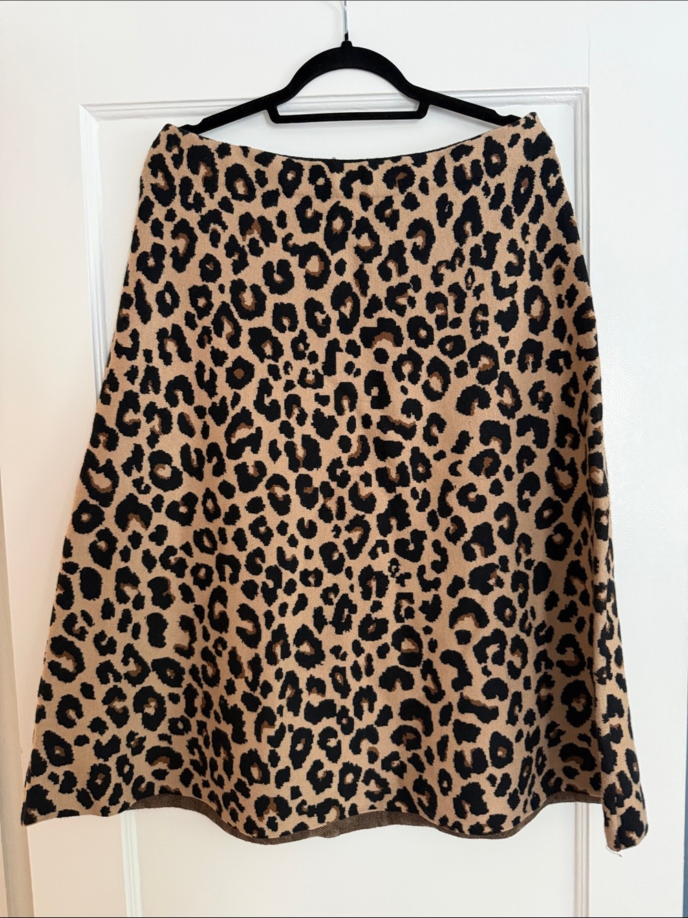 Ann Taylor Camel and Black Leopard Print A-Line Skirt